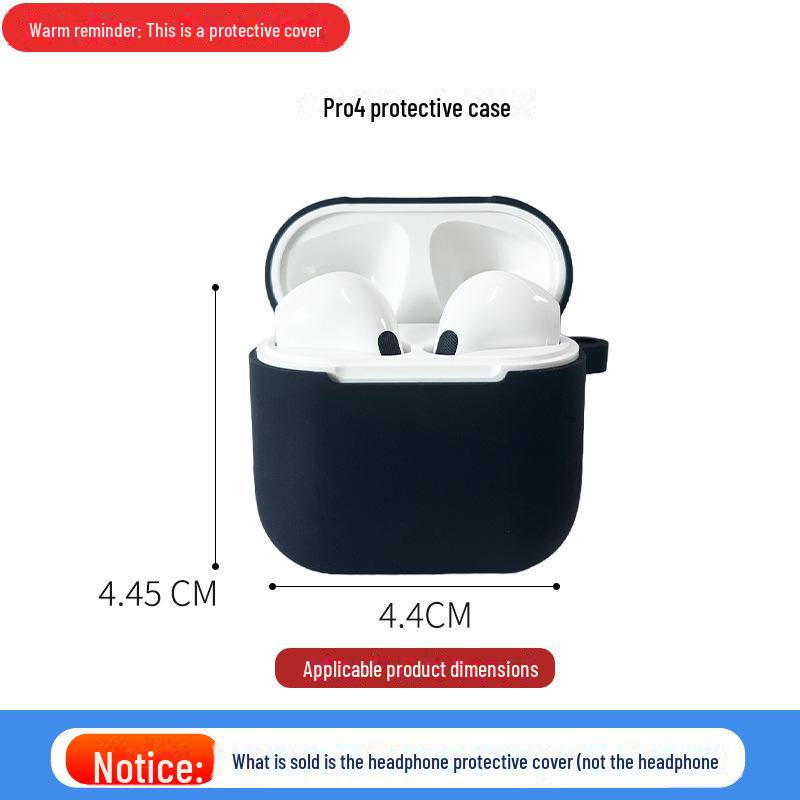 

Защитный силиконовый чехол для гарнитуры Bluetooth Apple pro4 с мягкой оболочкой - чехол для наушников с защитой от падения Pro4 чёрный