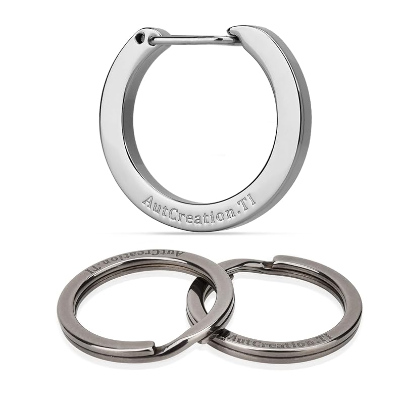 

[AutCreation] titanium carabiner round shape key ring key ring lightweight key chain outdoor (Silver)