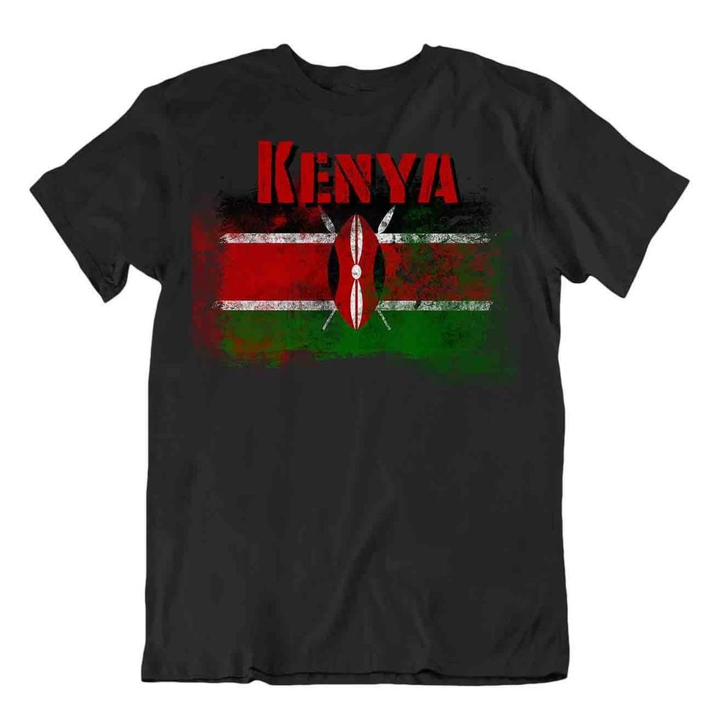 T-shirt bandiera Kenya T-shirt Tee top mappa città lance libertà pace harambee tessuto