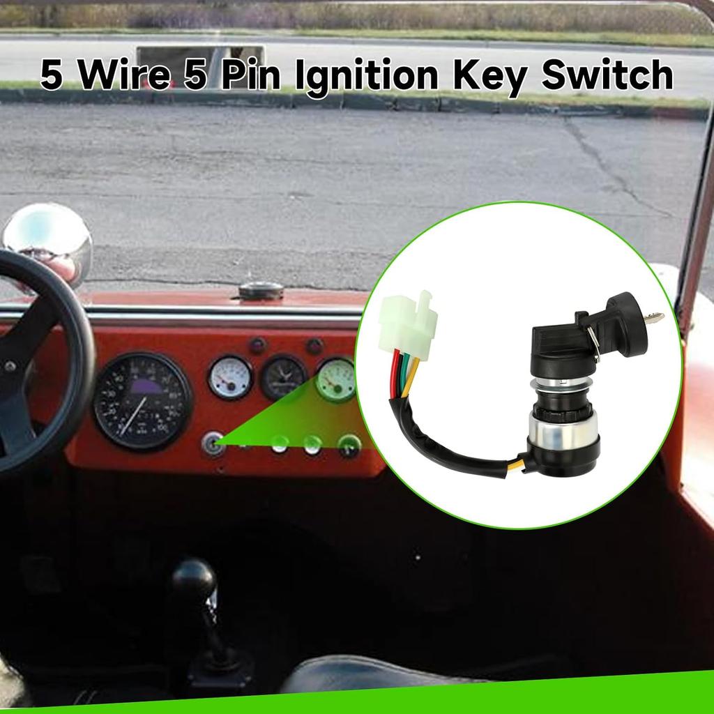5 Wire 5 Pin Ignition Key Switch Replacement for 110cc 125cc 150cc 200cc 250cc Taotao Massimo Coolster Sunl Mini Jeep Go Kart Cart UTV Chinese ATV