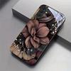 Brown and Black Flower Patterned Glass Phone Case Suitable for Samsung Galaxy S26 S25 S24 S23 S22 S21 S20FE/Ultra/Plus Anti Drop