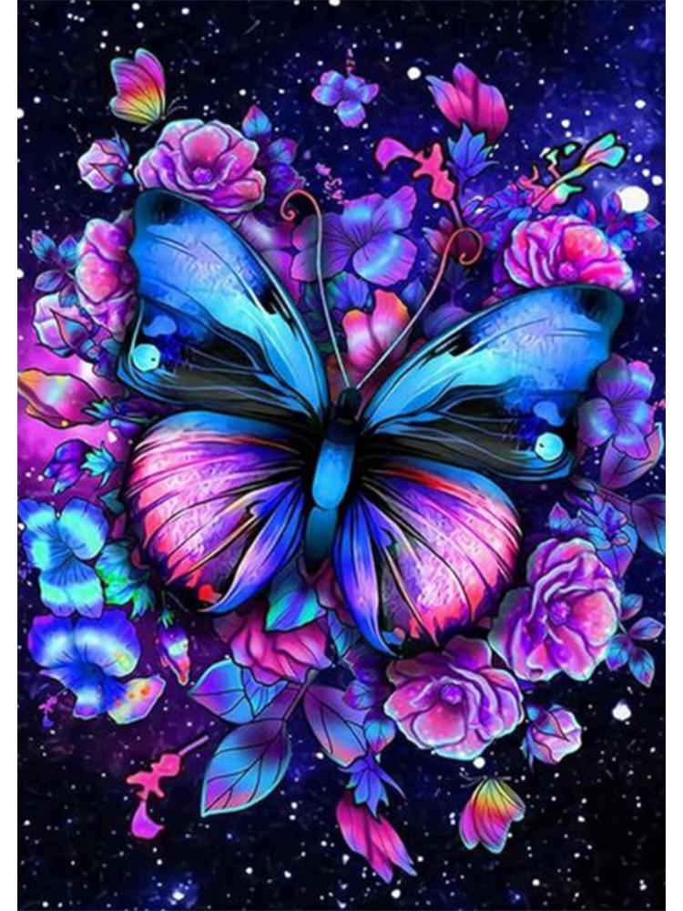 5DDIY Diamond Painted Butterfly Animal Diamond Cross Embroidery Dream Flower Embroidery Landscape Home Wall Decoration