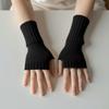 Solid Color Half Finger Mitten Soft Fingerless Gloves New Knitted Gloves  for Work Study