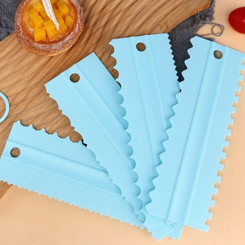 4 Piece Baking Tool Set Including Assorted Comb Scrapers Plastic for Quick Cake Decoration possesses Secure ending