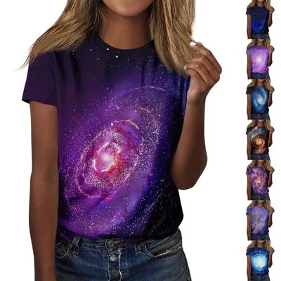 Γυναικείο T-shirt Casual Φαρδύ Μπλουζάκι Πουλόβερ με Στρογγυλή Λαιμόκοψη και Μανίκι Κοντό με Πρί