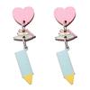 Children's fun painted printing wooden stationery modeling earrings cute college style personalized vacation travel women's models