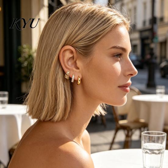 Gold Ear Cuff No Piercing 3 Pairs Cuffs, Minimalist Metal Hollow Zirconia Clip-on Earrings Non Cartilage for Women, Fashionable Pierced Jewelry Daily