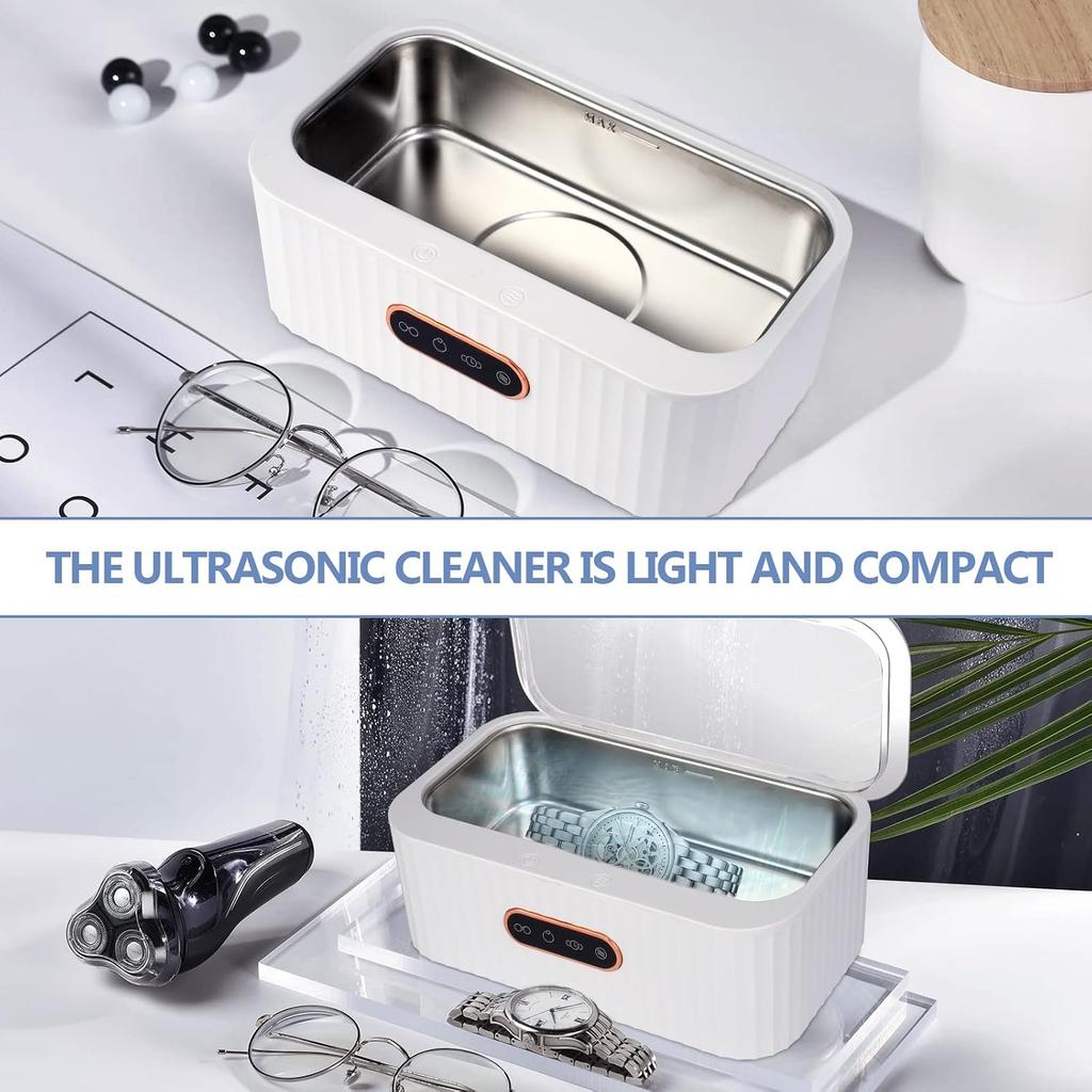 Ultrasonic Cleaner, 45 kHz Ultrasonic Glasses Cleaner with 4 Modes, 400 ml Ultrasonic Cleaner, Stainless Steel Ultrasonic Cleaner for Jewelry, Glasses