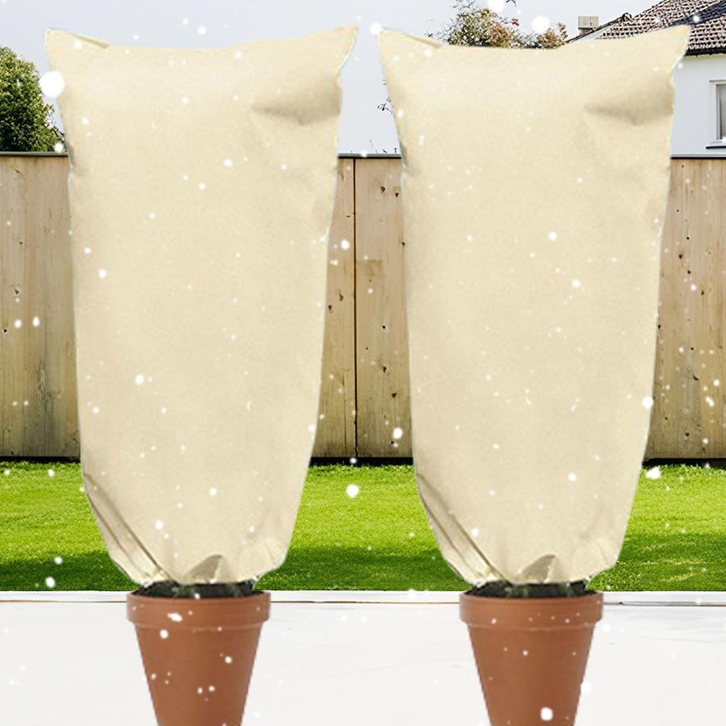 Pack of 2 Winter Plant Covers, 80 x 100 cm Frost   Blankets with Zip Drawstring, Thick Winter Frost Blankets Made of Non-Woven Fabric for Shr