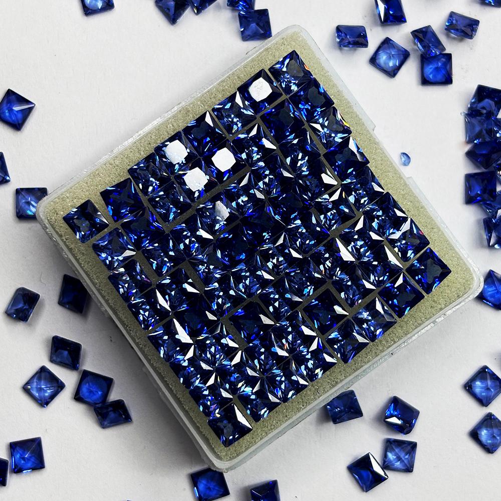 12.00 Ct Square Cut Natural Blue Sapphire Certified Loose Gemstone 5x5 mm Lot