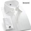 Men's Plus Size Long Sleeve White French Cufflinks Business Shirt