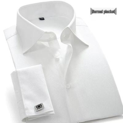 Men's Plus Size Long Sleeve White French Cufflinks Business Shirt