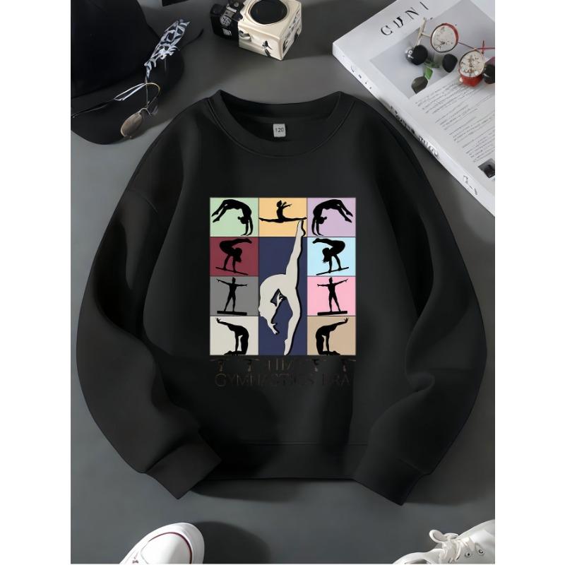 European Sizes Girls' Casual Fashion Round-Neck Sweatshirt, Printed Sports Top.