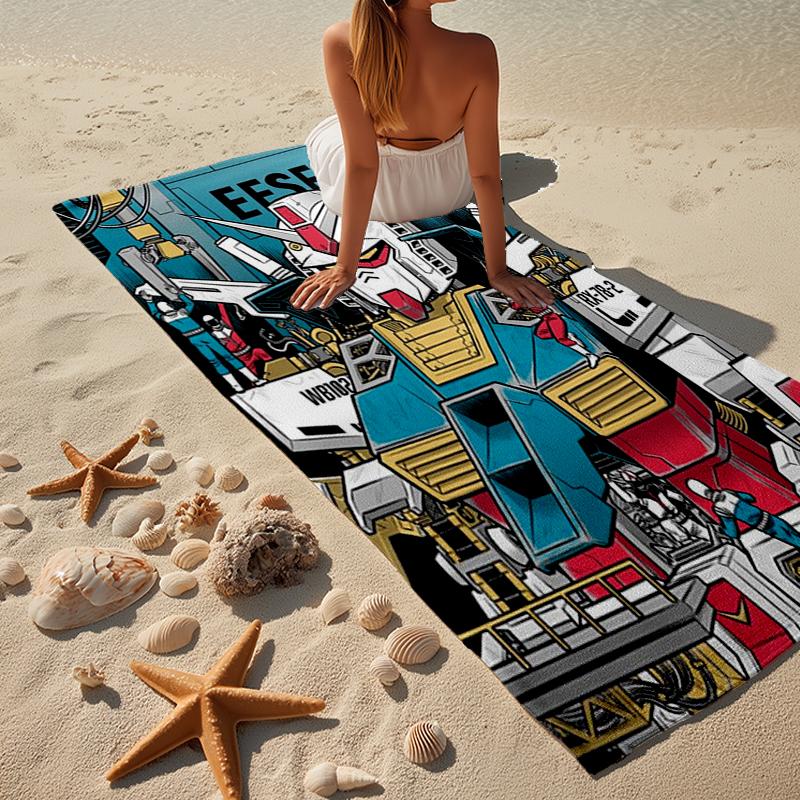 Mecha Armor Robotic Design Beach Towel, Super Soft Microfiber, Gift for Her/Him, Birthday, for Pool, Beach, Travel, Home Decor Fan gifts