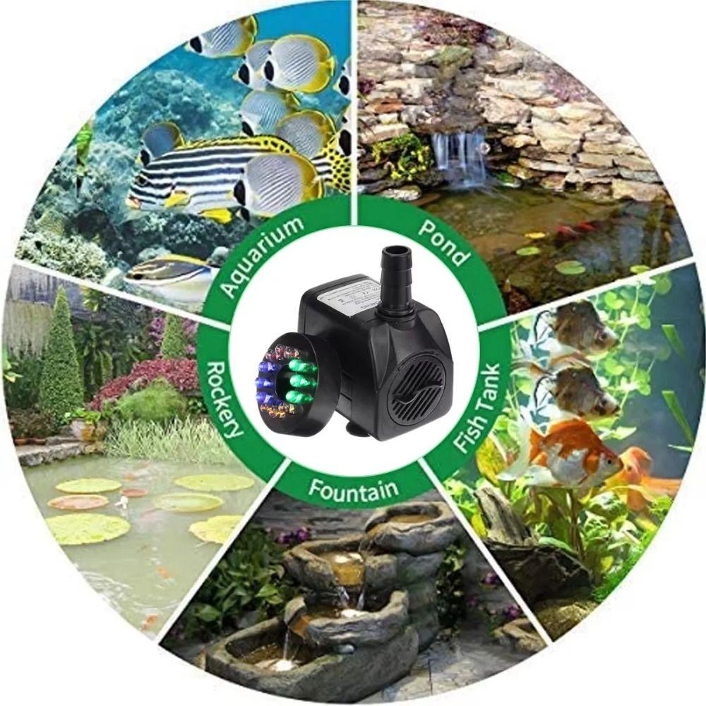 Low Noise Submersible Pump Colorful  LED Light Fish Tank Pump Aquarium Filter Pump  Fountain