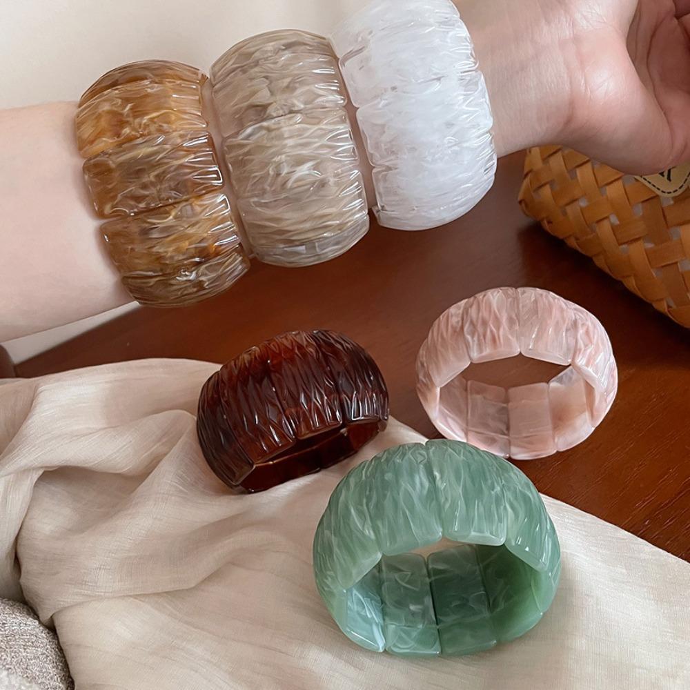 Bohemian Irregular Wide Bracelet Smudging Retro Hand Ring Creative Acrylic Bangle  Friend Gift