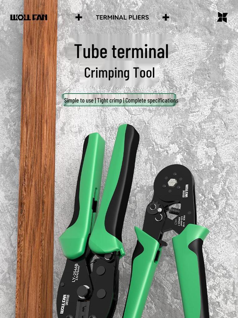 Needle-type Tube Terminal Crimping Pliers, Multi-functional Four-sided Cold Press for Electricians