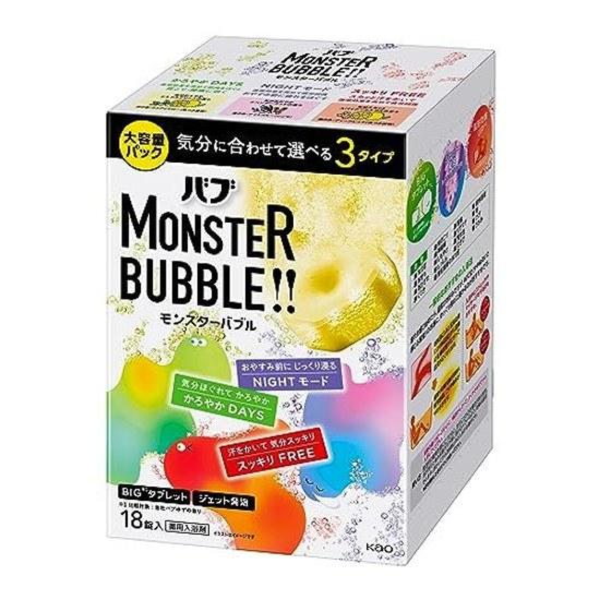Large Size Bub Monster Bubble 18 Tablets High Concentration Carbonated Bath Additive Contains Spring Ingredients Quasi-Drug
