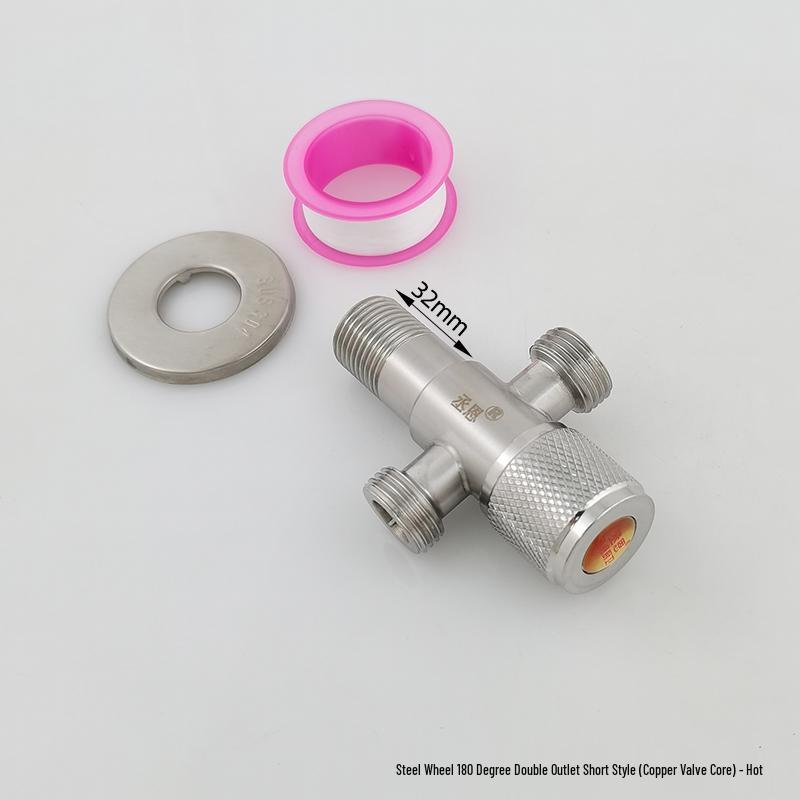 304 Stainless Steel Dual Outlet Hot/Cold Angle Valve Water Heater Diverter Switch