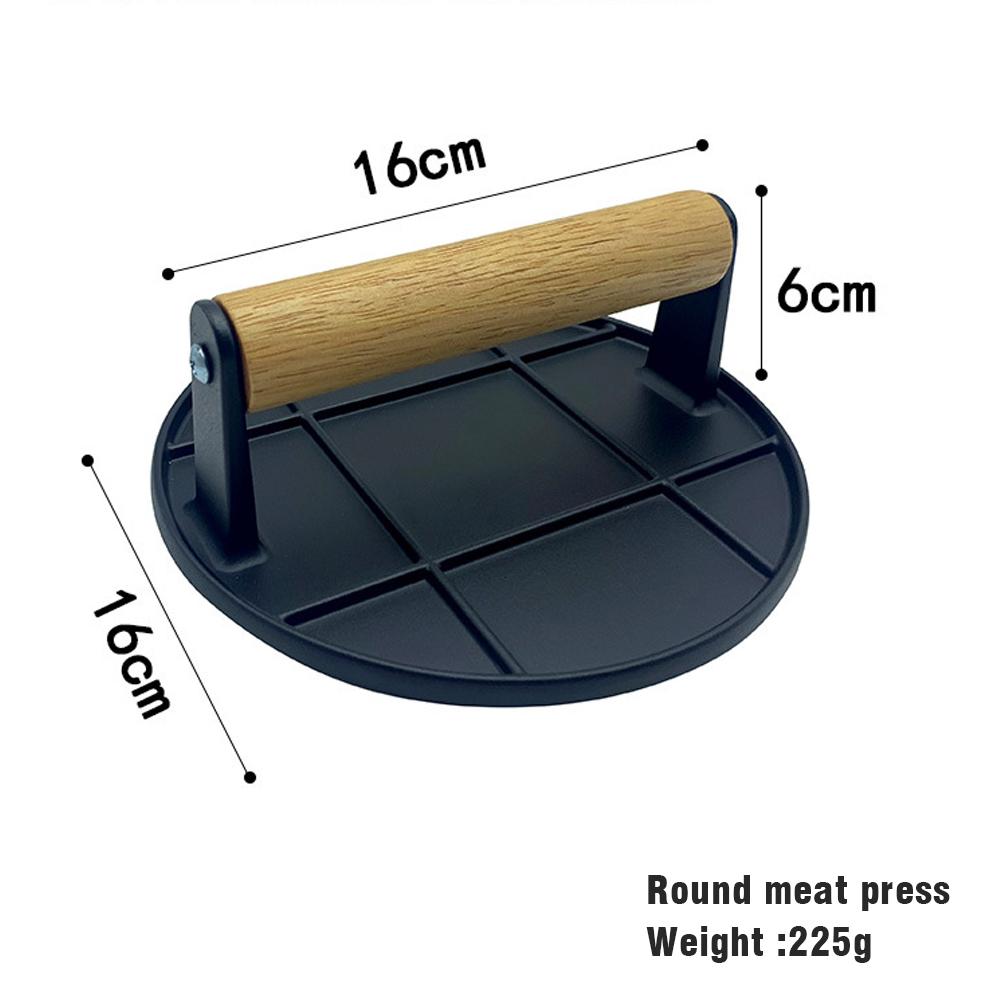 Aluminum Alloy Burger Press Outdoor Non Stick Round/Square Hand Meat Burger Press Tools With Wooden Handle For Home Kitchen BBQ