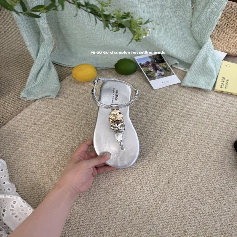 Fashion Beige Heeled Sandals Clear Shoes Slip-on Loafers Summer Women's Flip Flops Platform Soft Black Pearl Outside Elastic Band Girls