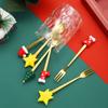 4pcs Christmas Spoon Fork Set Christmas Gifts Santa Xmas Elk Fruit Fork Coffee Spoon Cutlery Set Xmas New Year Tableware Decor