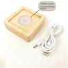 Square Led Wooden Lamp Holder Rechargeable Night Light Desktop Atmosphere Lamps Solid Wood Lights Base Art Decoration Fixtures