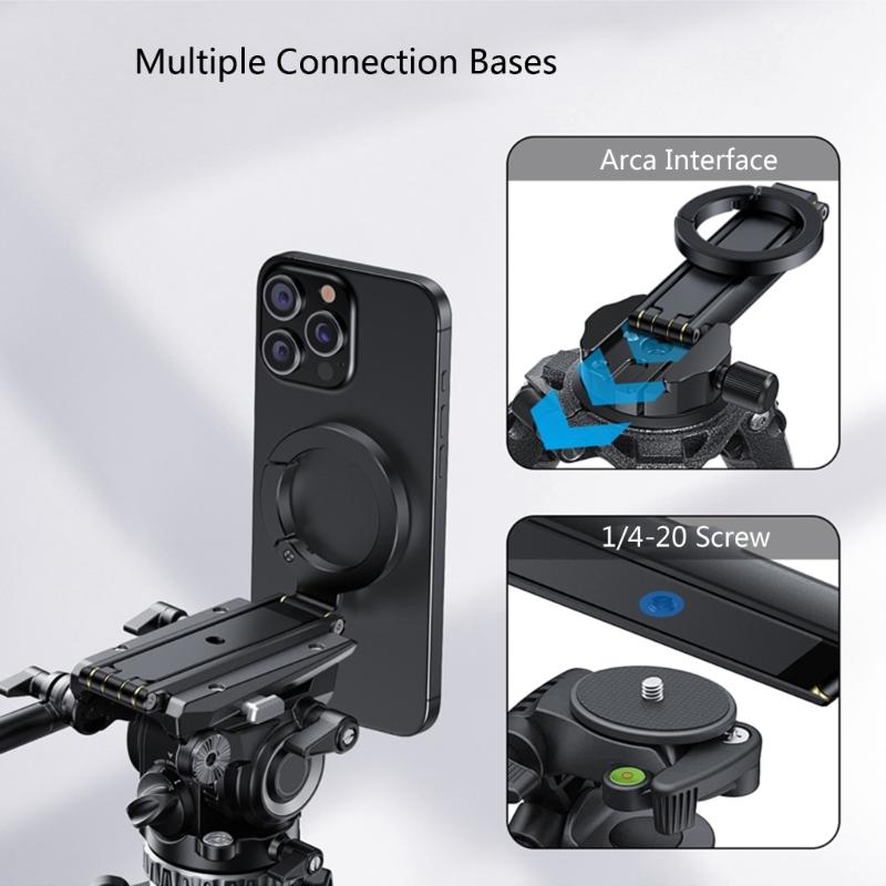 Foldable Aluminum Phone Holder Tripod For Handfree Photography Live Streaming Stable Magnetic Mount