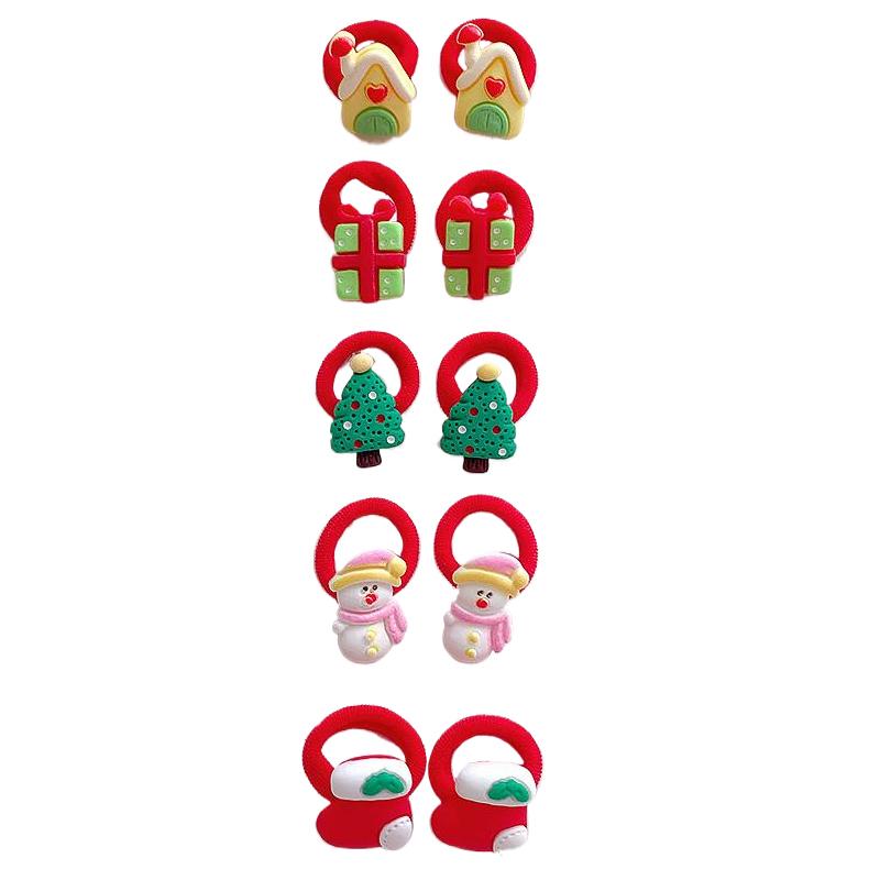 Weihnachts-Haarringe Niedliche Stirnbänder 3D-Design Kopfschmuck Weihnachtsgeschenk Weihnachts-Haarschmuck Hochelastisch 10 Stück/Set