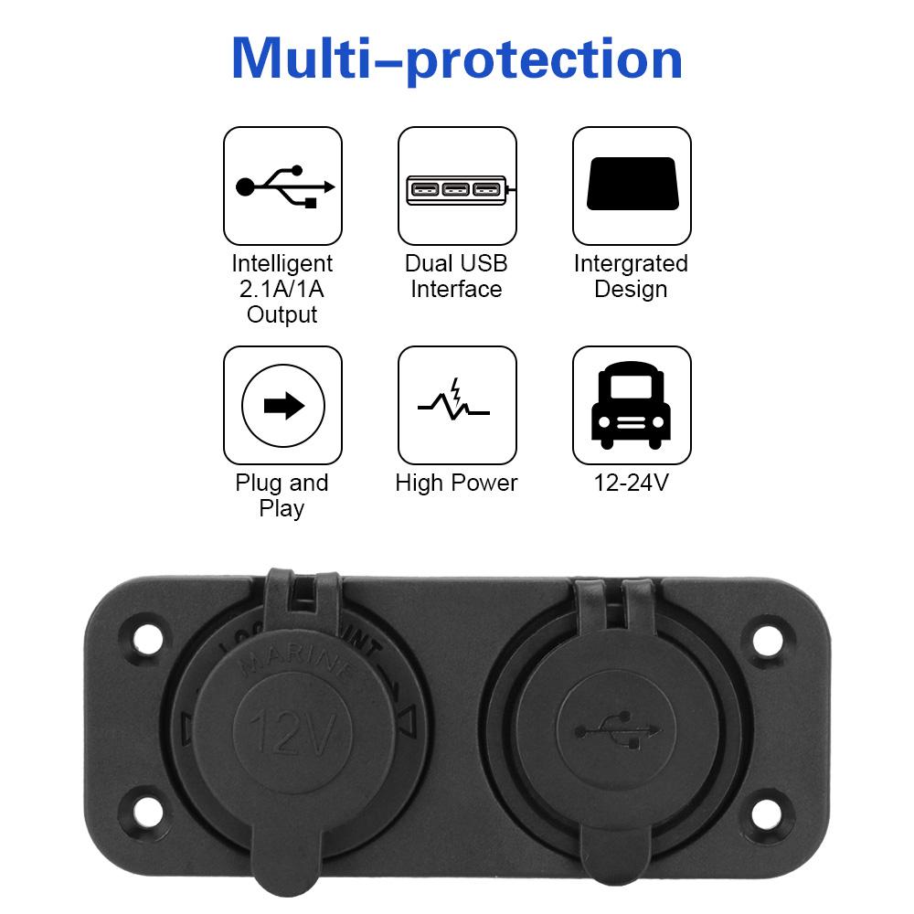 Car Accessories For Car And RV 12-24V Car Charger Socket Splitter 5V Dual USB Charging Charger Power Adapter