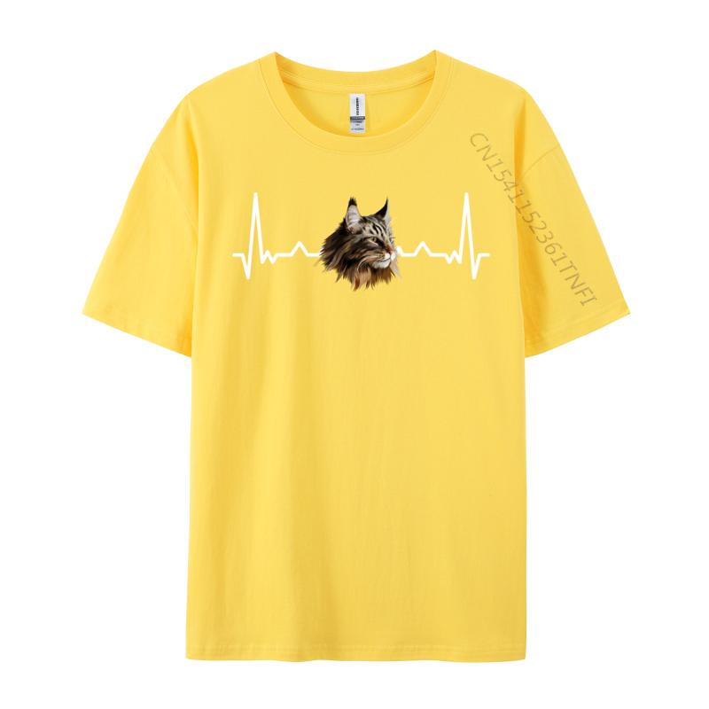 Maine Coon Heartbeat Funny Maine Coon Cat Lover Tshirts New Year Day All Cotton Crew Neck Tops Tees Awesome