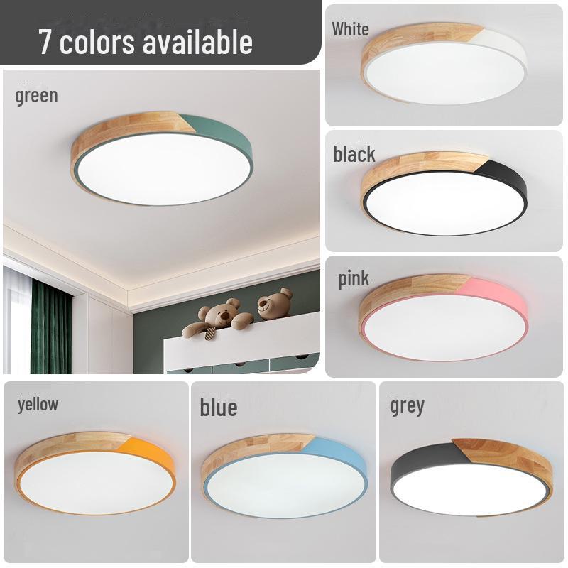 Nordic Log Style Ceiling Lamp - Modern, Eye-Caring Light for Bedroom, Living Room, or Hallway.