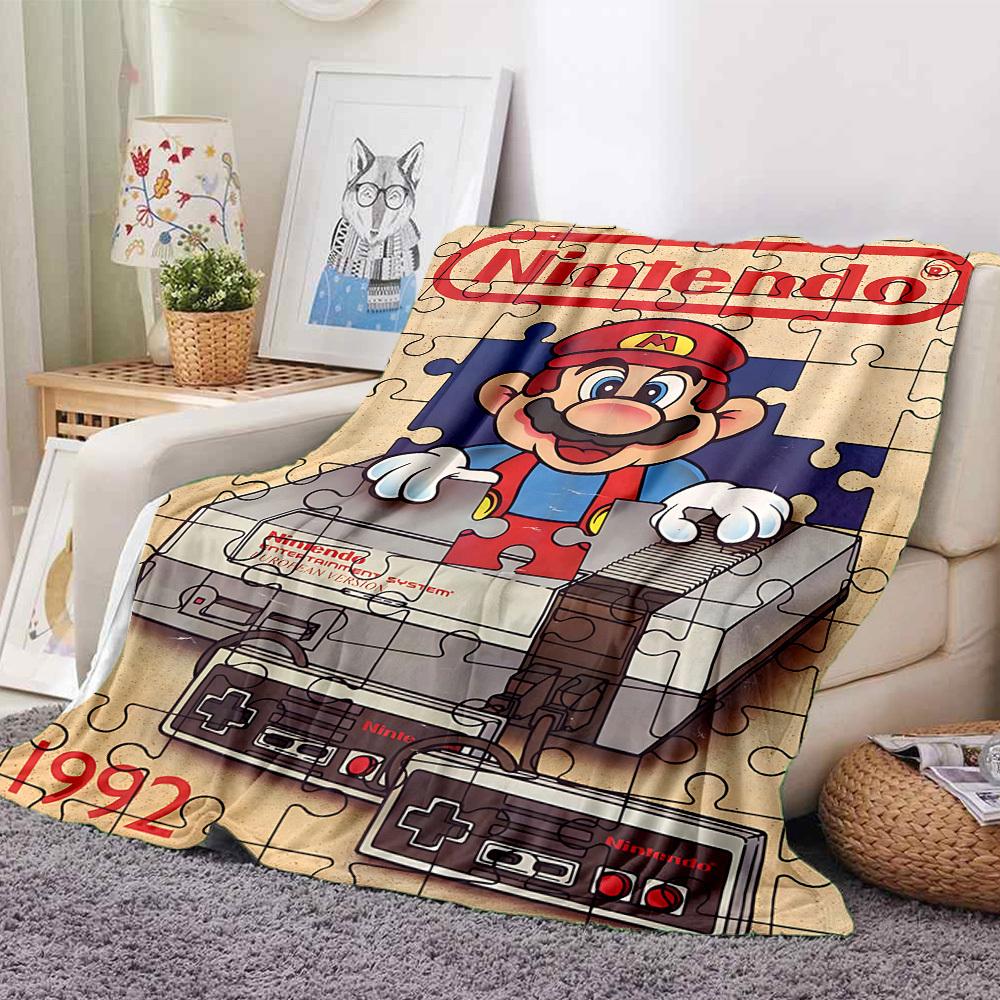 1pc Mario Nintendo Entertainment Flannel Blanket, Soft Skin Friendly with Digital Printing, Various Sizes Available for Family, Friends, Birthday