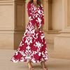 Women's Three-quarter Sleeves Fashionable Floral Print Loose Casual Comfortable Dress