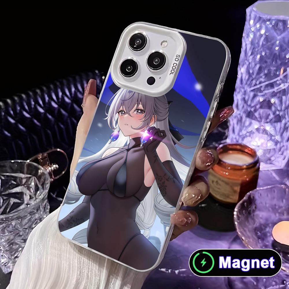HSR Bronya White Translucent MagSafe Mobile Phone Case for iPhone 17 16 15 14 13 12 11 X XR XS Air Pro Max Plus Cover