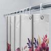 Luxury Bath Shower Curtain With Watercolor Floral Design For Bathroom Decoration White Background, Pink Gold Colors Size: 180X24