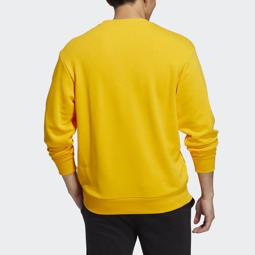 adidas neo Fun Print Crew Neck Pullover Sports Sweatshirt for Men, Yellow