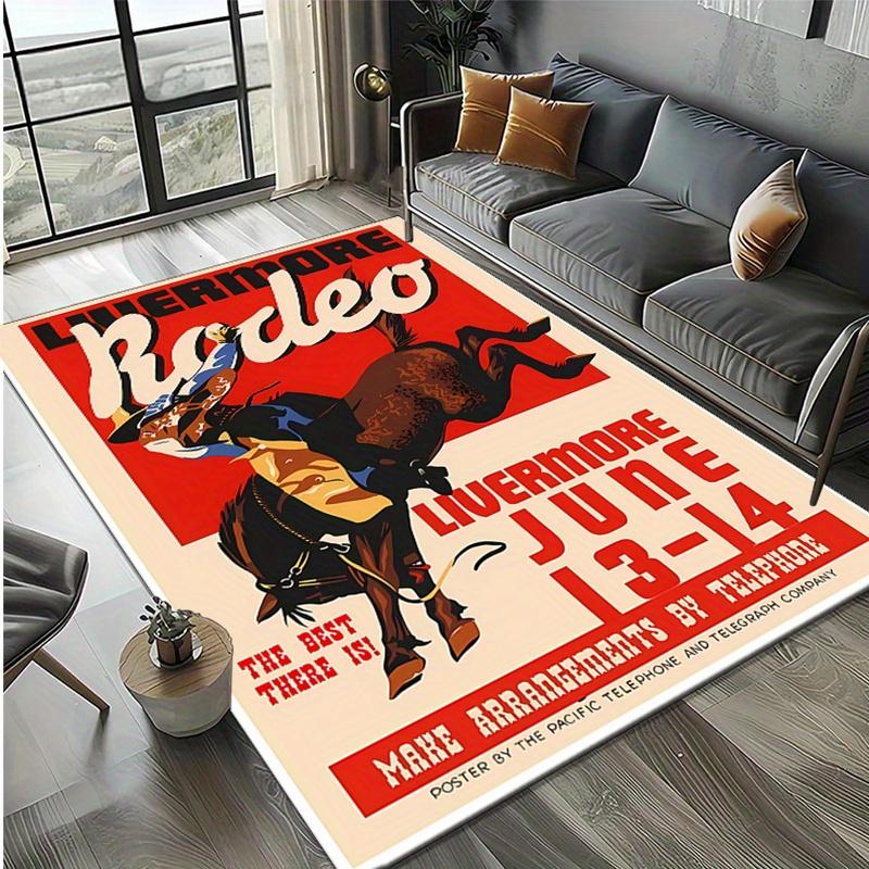 

Crystal Velvet Cowboy Printed Area Rug for Bedroom And Living Room Home Decoration, Non-Slip Mat for Bedside. 50x80cm