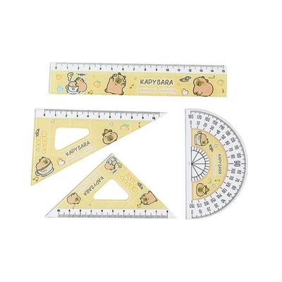 4pcs/set Creative Acrylic Capybara Set of Rulers Drawing Tools Cute Cartoon Straight Ruler Office Supplies Set Square Cute