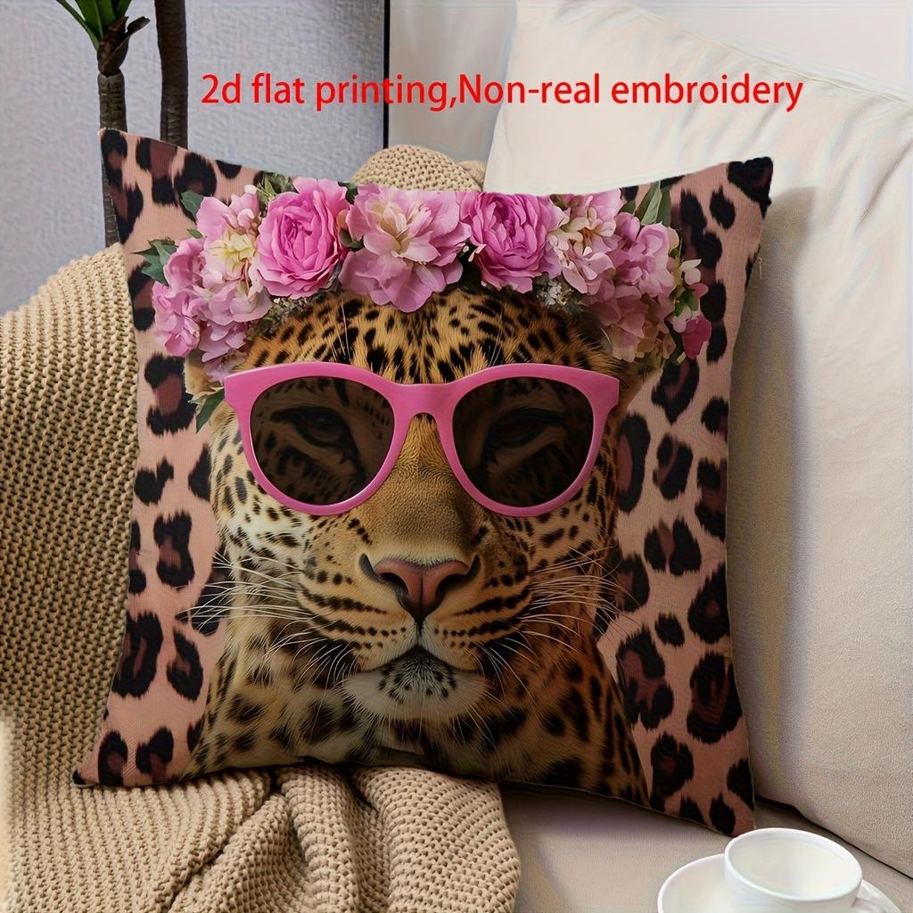 Leopard Pillow Cover with 2D Flat Printing: Stylish and Fun! Sofa cushion cover, home room dormitory decoration, 2D printing