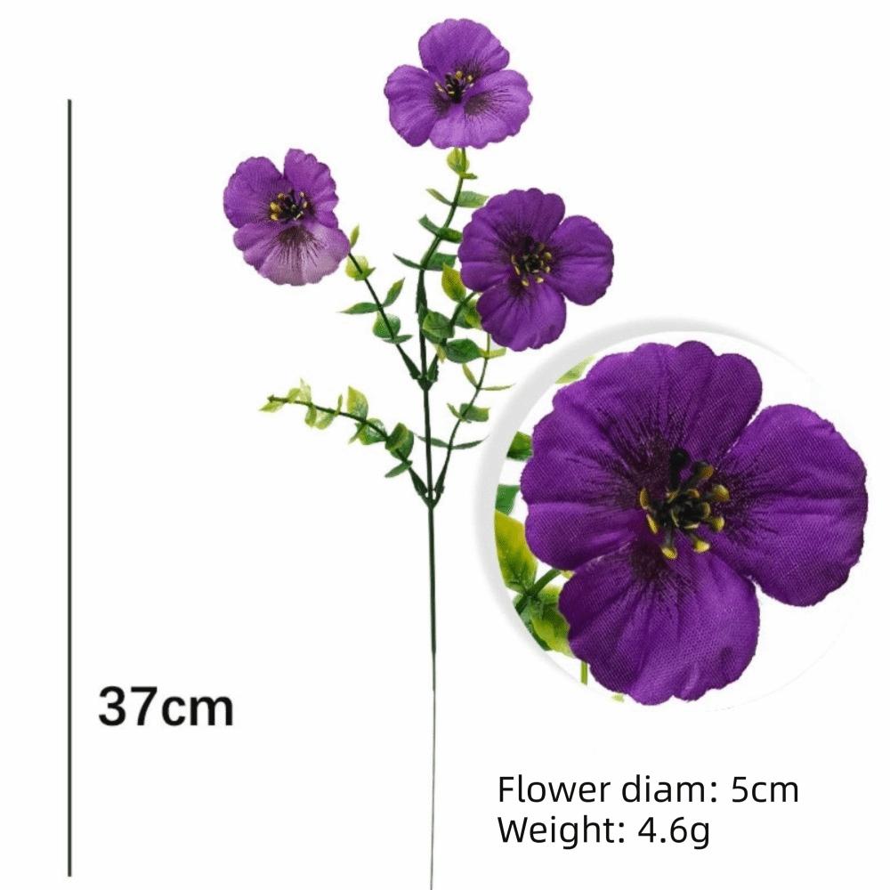 Realistic 37cm Artificial Pansy Flowers 3 Heads Silk Butterfly Flowers Simulation Flowers Table Centerpiece