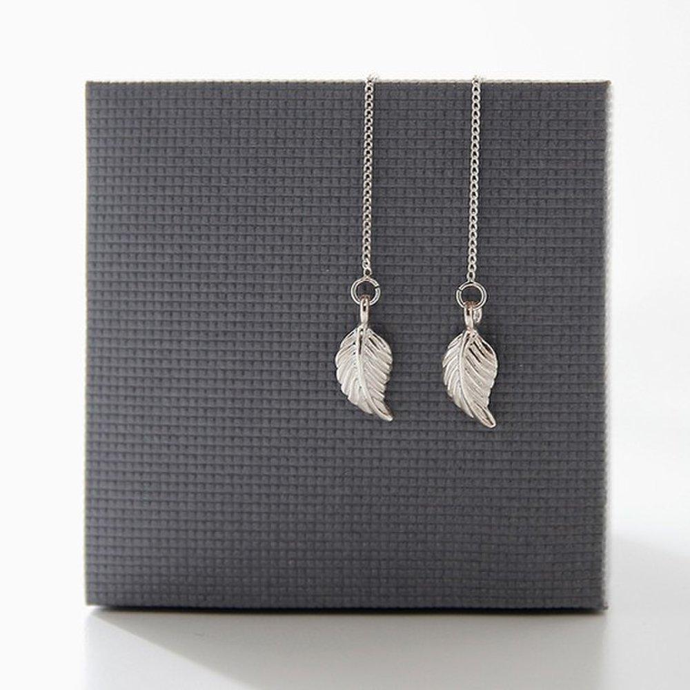 J.Lauren 01M03235 Leaf Long Chain Silver Earrings