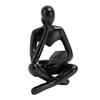Thinker Reading Statue Resin Sitting Figure Abstract Art Ornament for Living Room Cabinet Decoration Black