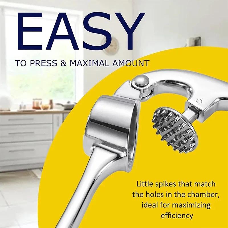 Easy To Squeeze and Clean Kitchen Tools Premium Garlic Press Stainless Steel Garlic Mincer Garlic Crusher