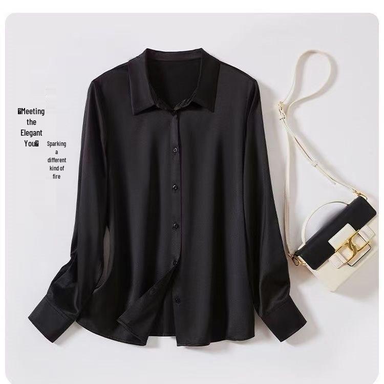 

Бесшовная рубашка с длинным рукавом из тутового шелка - Не требует глажки, однотонная, новый весенне-летний стиль 5XL (150-160 cm)