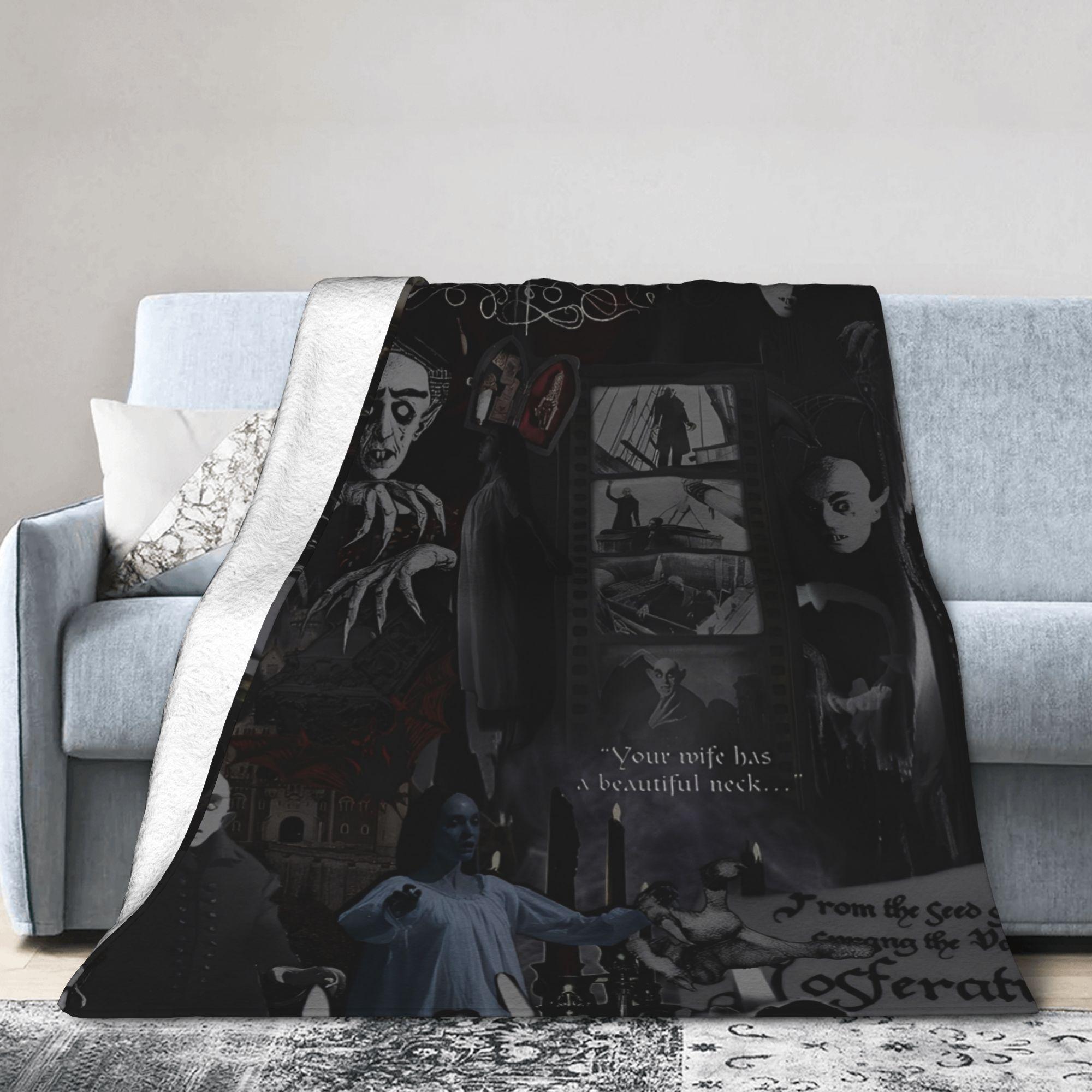Nosferatu Vampire Dracula Flannel Throw Blanket Horror Movie Halloween Bedding Throws Knitted Blanket Office Thin Multifunction 75X95CM