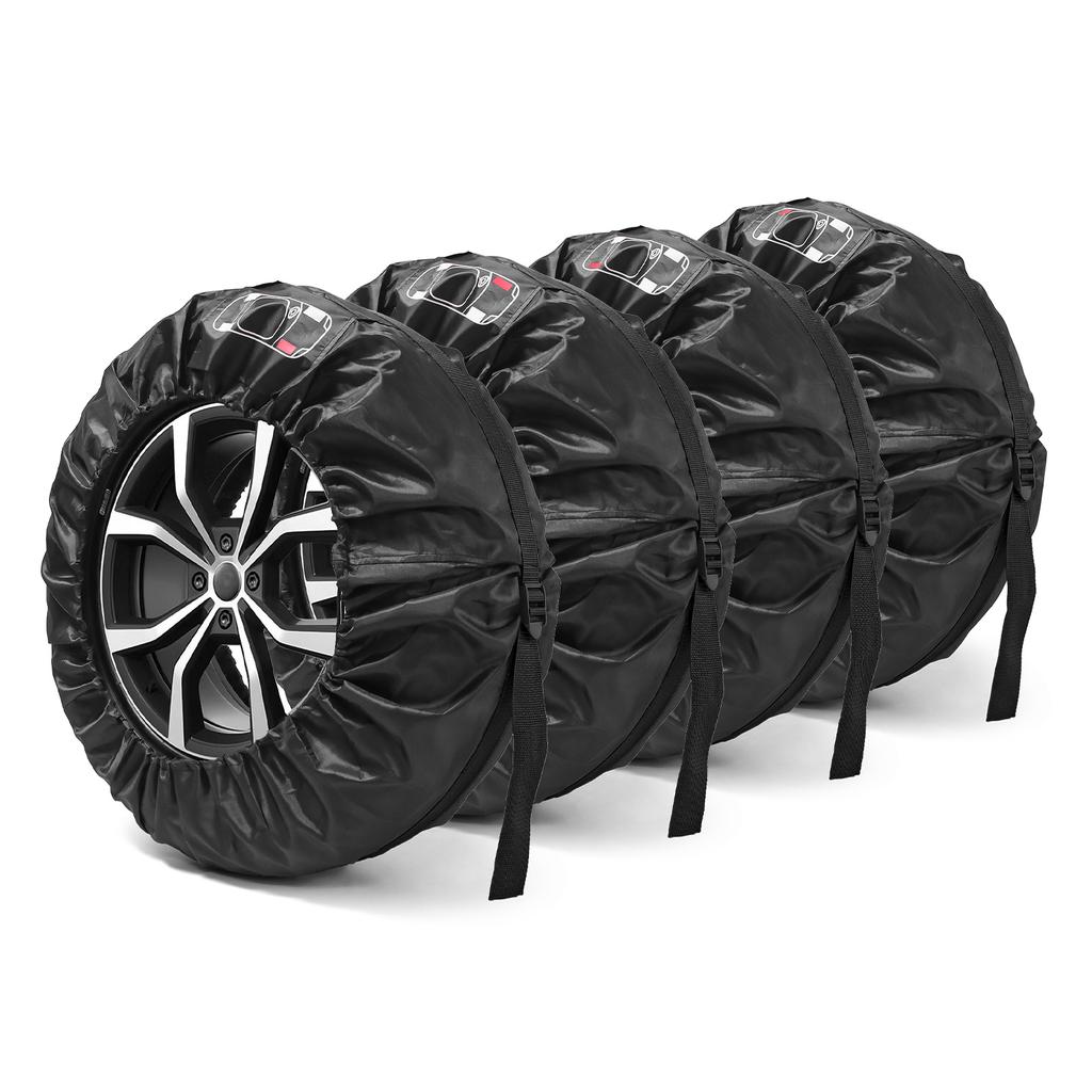 AD 4PCS Black Car Spare Tire Cover Case Polyester Wheel Tire Storage Bags Vehicle Tyre Accessories Dust-proof Protector Stylin