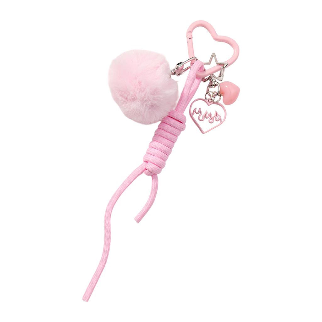 Plush Pompoms Keychain Heart Keying Pendant Car Key Chain Hanging Ornaments Rope Keyholders Bag Charm Decorations