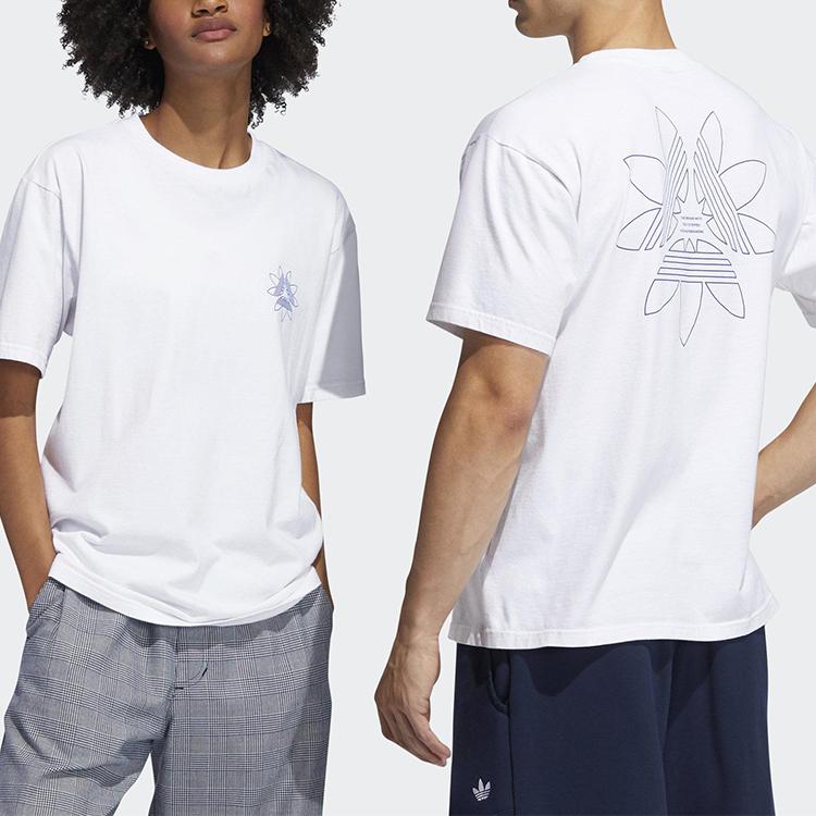 Adidas Originals Tri-Foil Tee Print Crew Neck Sports Short-Sleeved T-Shirt Men Tops White GD3120