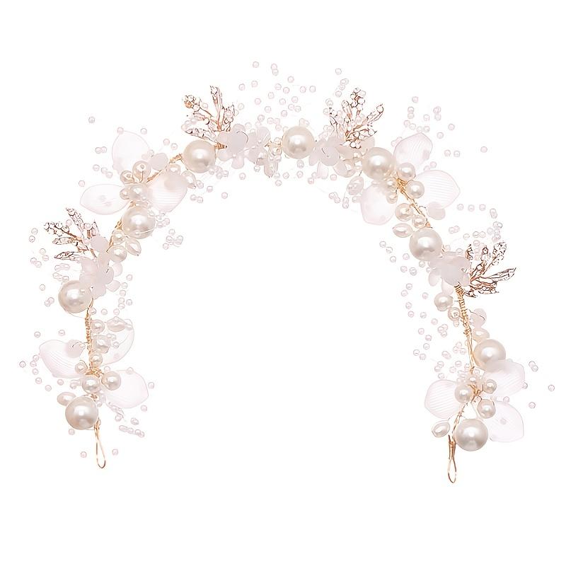 Pearl Flower Headband Bridal Headdress Wedding Crown Fashion The Wreath Bracelet Band Tiaras Crystal Headpiece Hair Jewelrys